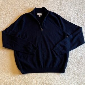 John W. Nordstrom Cashmere Sweater 1/4 Zip Men Large Blue Classic Preppy Warm